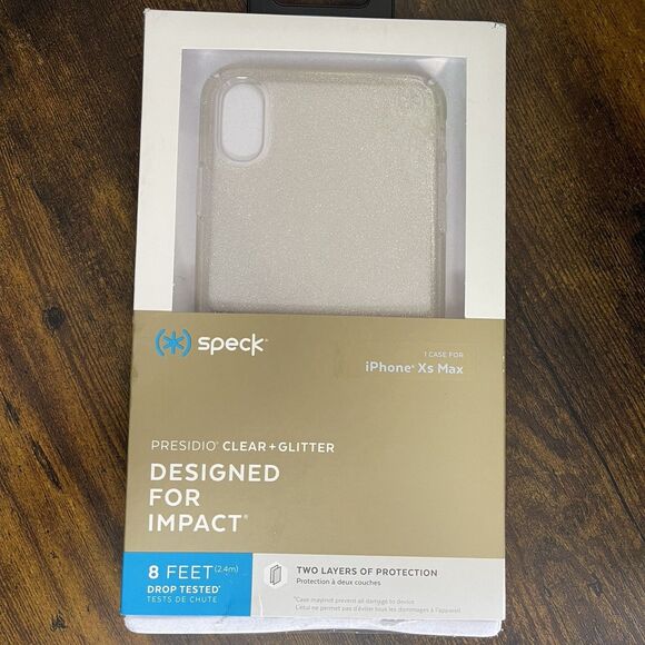 Speck Apple iPhone XS Max Presidio Clear Glitter Case - Clear w/ Gold Glitter - Picture 1 of 2